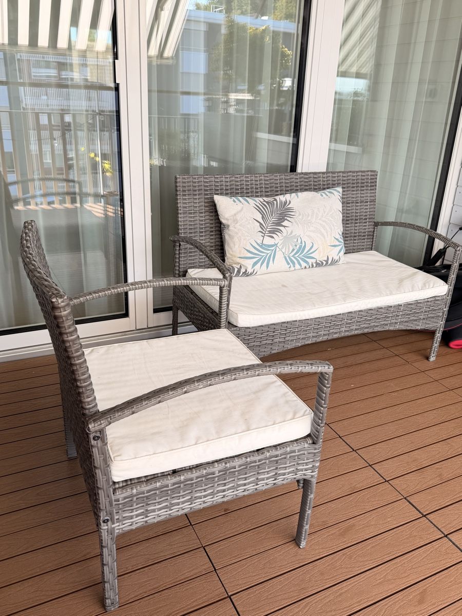 Poltrone: Balkon-Set Rattanoptik grau mit Polstern – Usato da Oberengstringen venduto da SaGi19 2