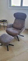 Relaxsessel mit Hocker  grau, Stoff