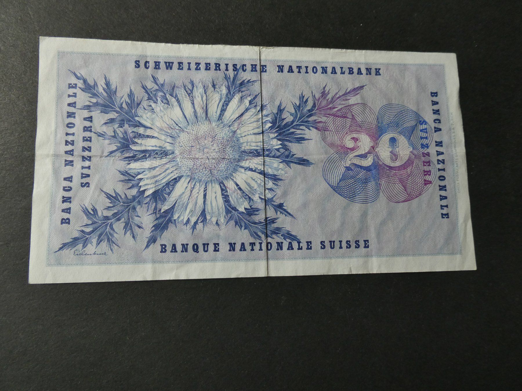 Banconote: Schweiz 1961, 20 Franken – Usato da Hinterforst venduto da Rohusri 1
