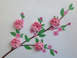 5 Stück Blumen gehäkelt, fleurs crochet, fiori uncinetto 730