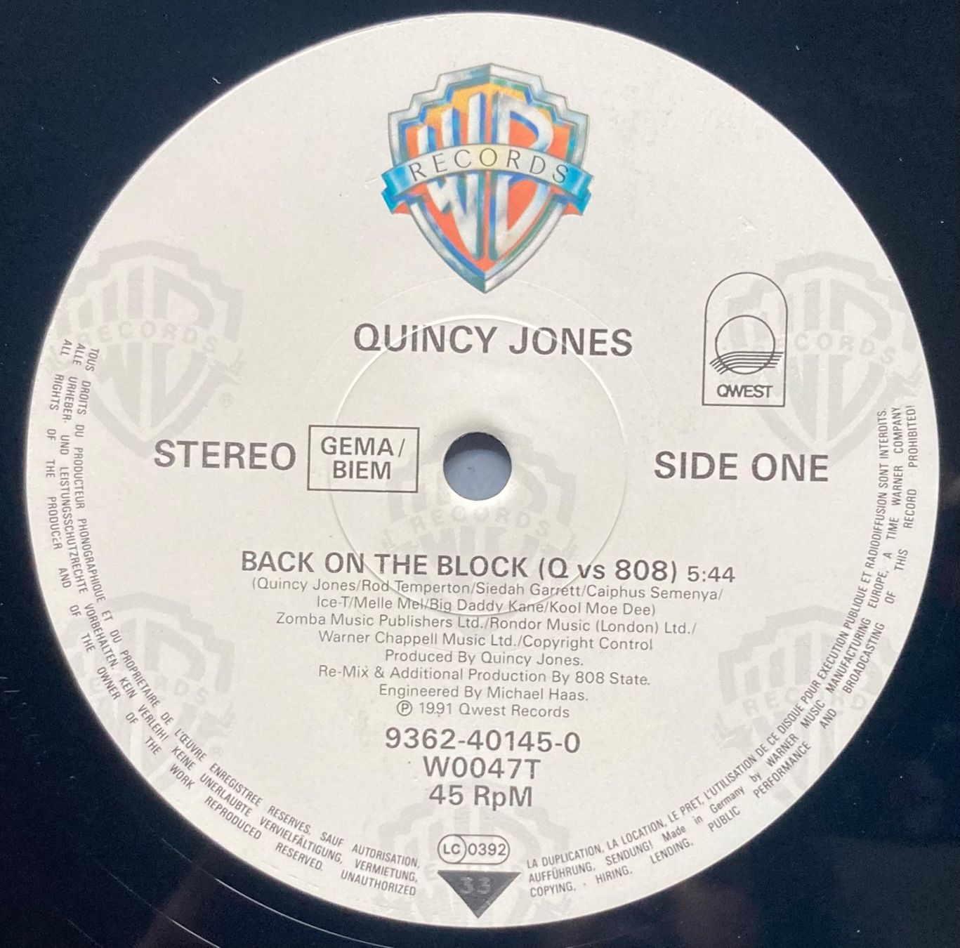 Dischi in vinile: QUINCY JONES - BACK ON THE BLOCK – Usato da Poliez-Pittet venduto da Newtown-Records 2