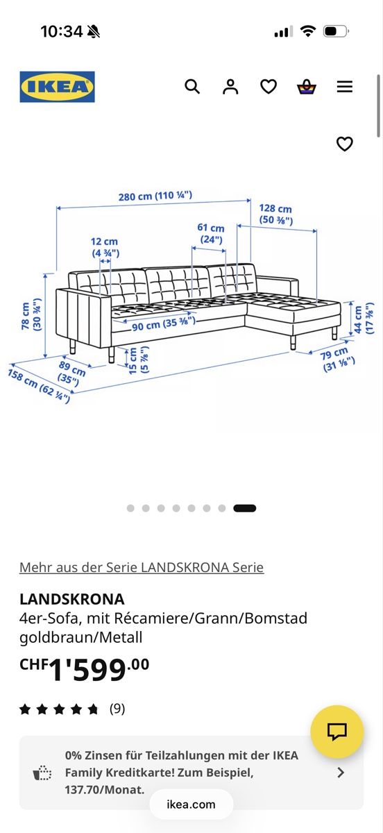 Divani: LANDSKRONA 4er-Sofa Schwarz – Usato da Winterthur venduto da kisremo 4