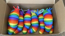 Fidget Slug Regenbogen Neu Spielzeug Schnecken bunt Finger