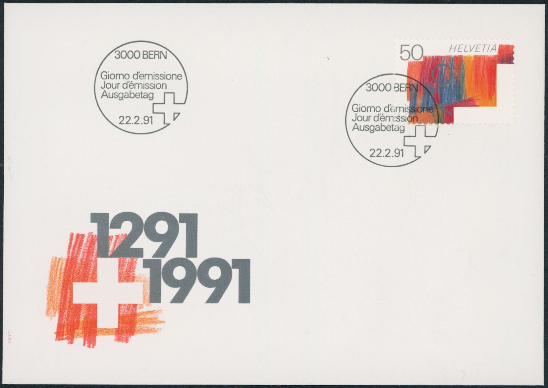 Tutti i francobolli: 1991 - Eidgenossenschaft - Ersttagsbrief FDC U1 ET – Usato da Schindellegi venduto da leecollect 3