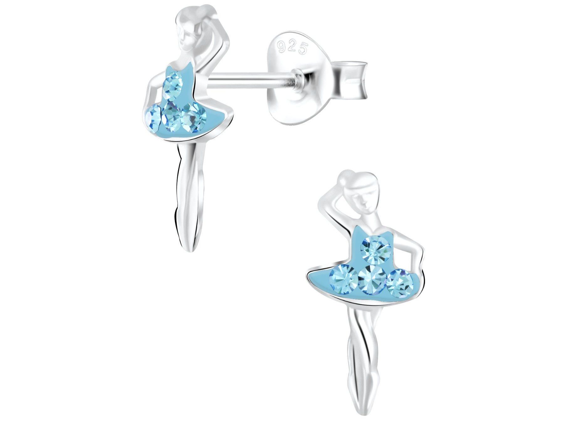 Orecchini pendenti & Orecchini a lobo: Kinder Ohrringe blaue Kristall BALLERINA 925 Silber – Nuovo e nell'imballaggio originale da Stallikon venduto da Bergli18