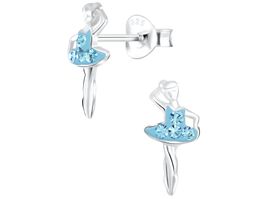 Kinder Ohrringe blaue Kristall BALLERINA 925 Silber