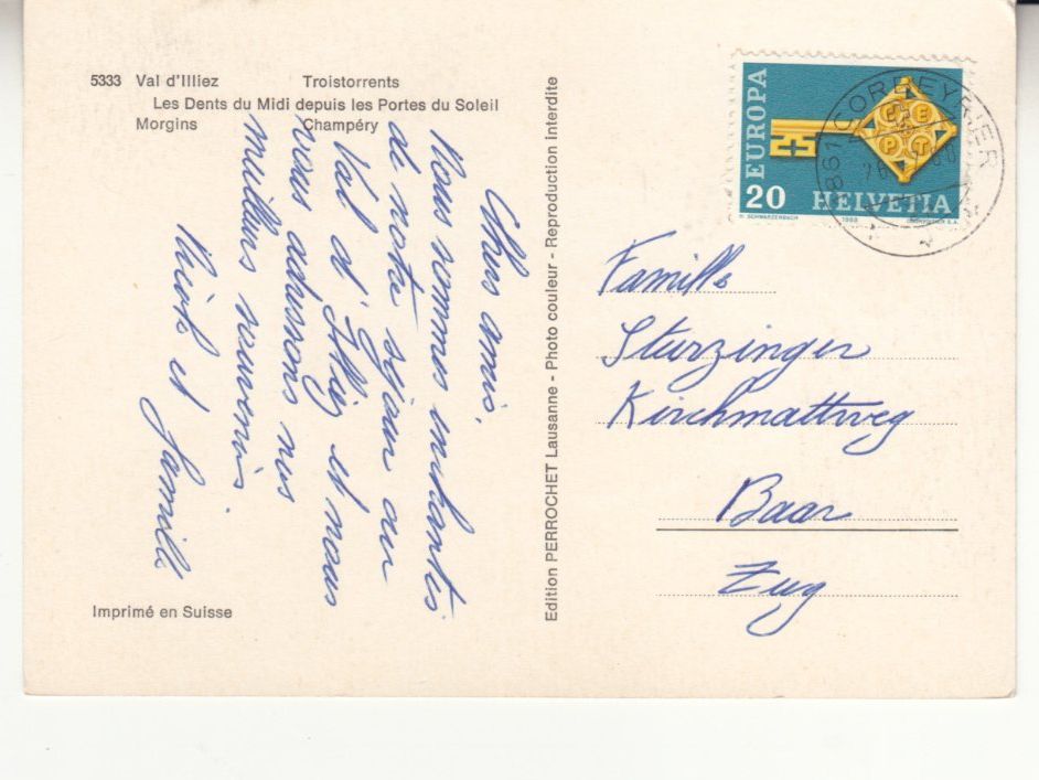 Cartoline postali: Val d'Illiez 1968 – Usato da Bürglen TG venduto da StampGraf 1