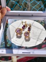 Boucles d'oreilles faits main Améthyste d'Uruguay Grenat