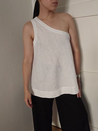 Weisses 100% Leinen One Shoulder Top Oberteil Gr. M wie neu