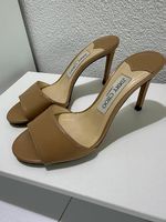 Jimmy Choo Mules Pantoletten Heels beige Nude leder Gr. 36,5