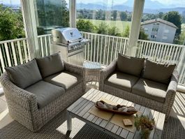A-casa-mia Gartenlounge 2-Sitzer Sofa Sylt mit Tisch Rattan