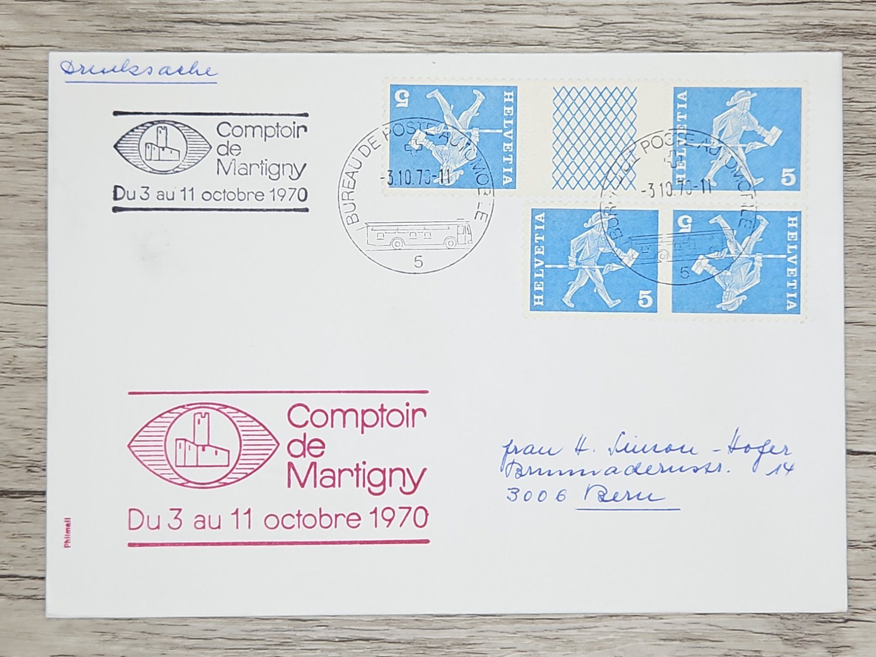 Tutti i francobolli: CL17 Enveloppe + Timbre Suisse 1970 – Usato da Cousset venduto da Patrick_Collections