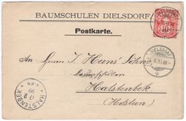 10 Rp. Wertziffer auf Postkarte von DIELSDORF nach DE