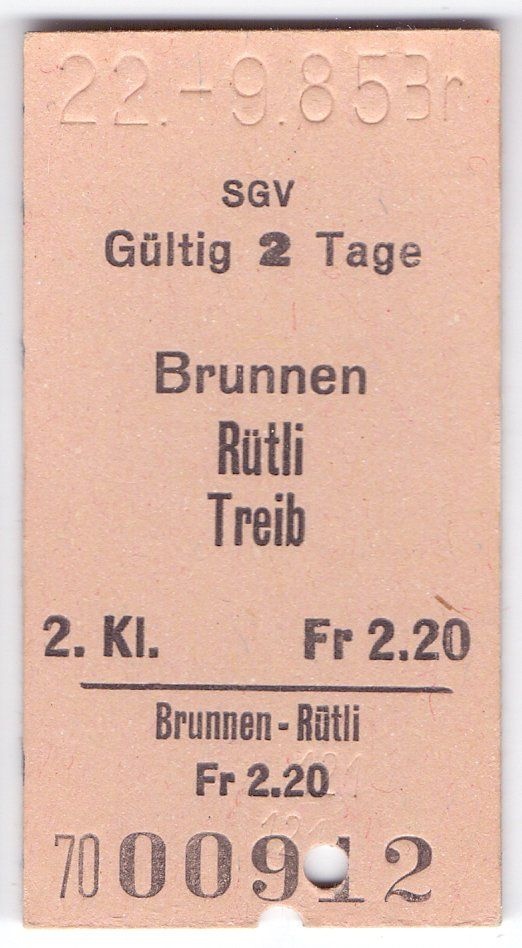 Biglietti: Billette Brunnen - Rütli - Treib – Usato da Langenthal venduto da Sammlungs_aus