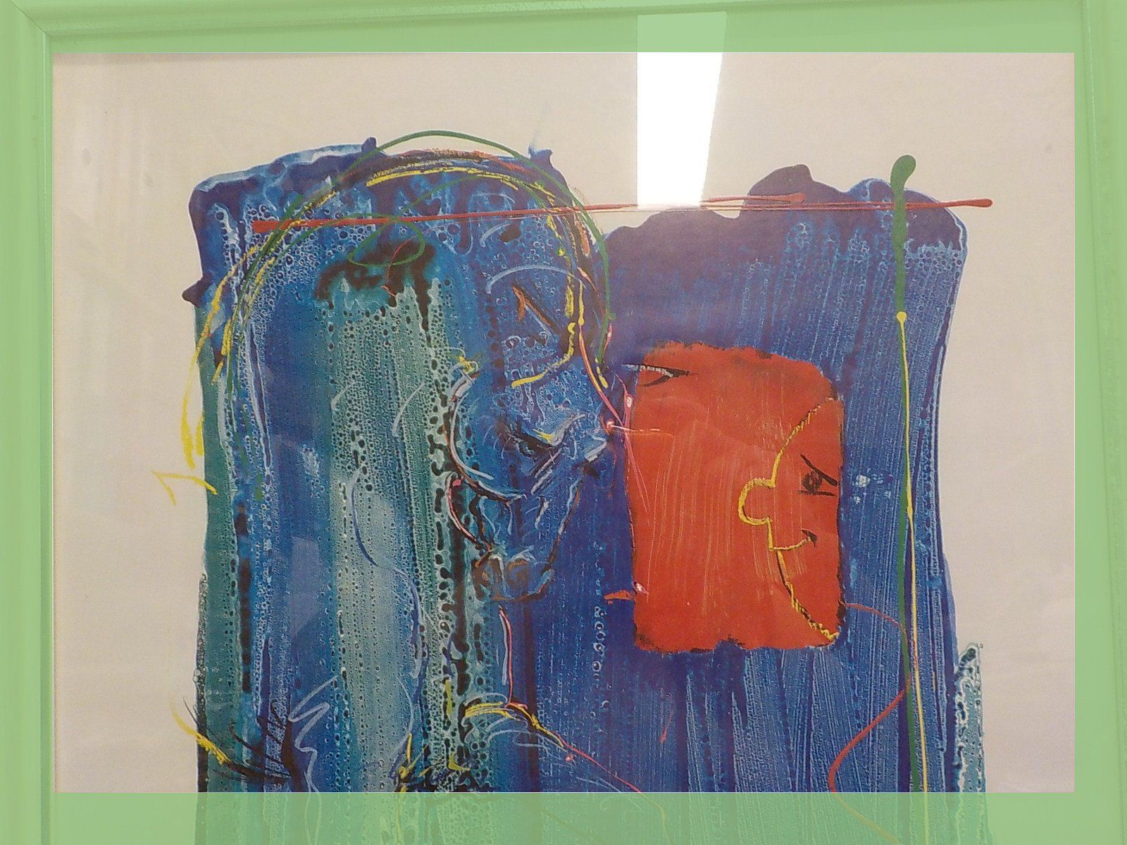 Gemälde: Originales Gemälde von 1990, abstrakte Kunst im Rahmen – Gebraucht aus Bülach von Freieck 2