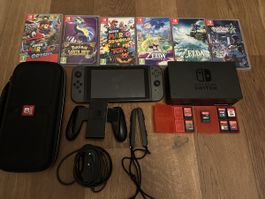 Nintendo Switch mit 7 Spielen (Zelda, Mario usw.) + Zubehör