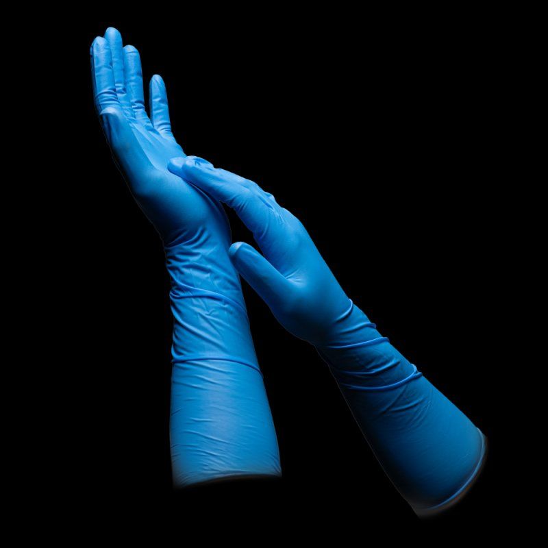 Guanti & manicotti: Nitril-Handschuhe 40 cm extra lang, Gr. L, 50 Stück – Nuovo e nell'imballaggio originale da Vaduz venduto da Newgloves 1