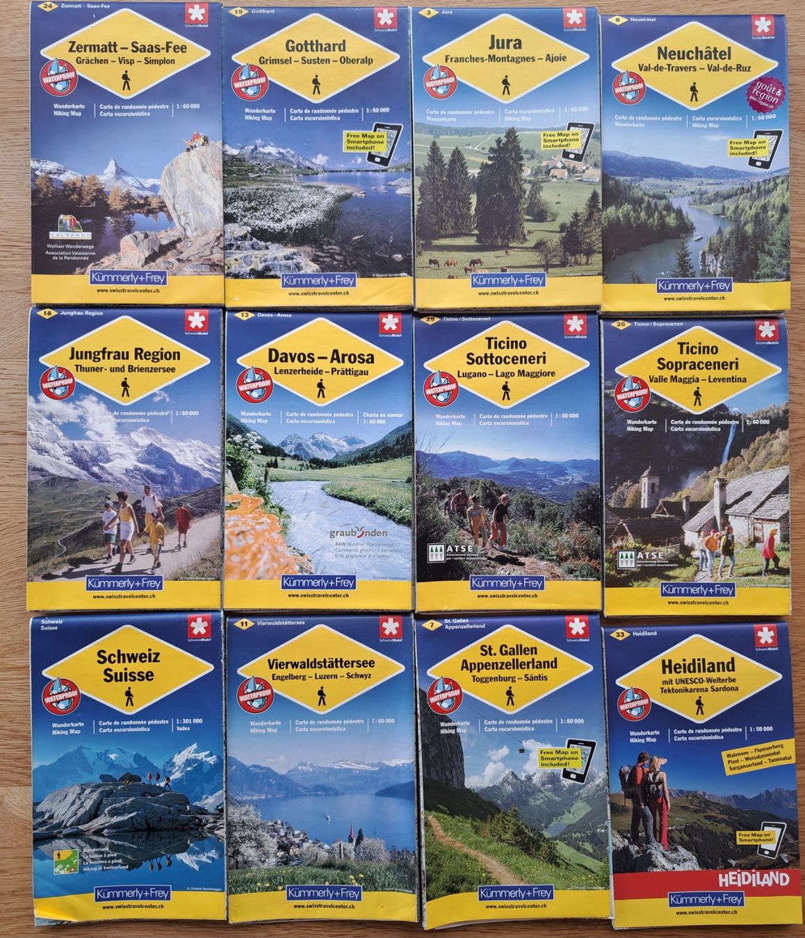 Cartine & Atlanti: 12 Wanderkarten u. 1 Velokarte – Usato da Meggen venduto da Ricardokoch