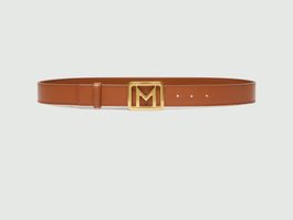 Marella Damen Leder Gürtel hell braun L Schnalle goldfarben