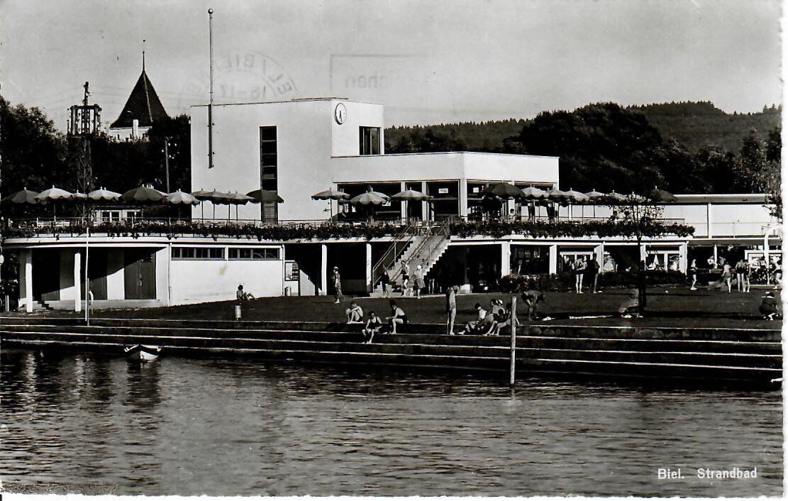 Cartoline postali: Biel - Strandbad 1959 – Usato da Hochdorf venduto da Ziegel-16