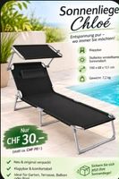 Sonnnenliege Chloé schwarz Klappbar NEU OVP 190x68x111 cm