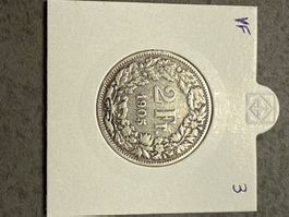Swiss 2 franc 1905 Silver Coin