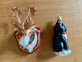 Weihnachtskugeln Elch und Katze