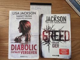 Thriller Lisa Jackson 2 Bücher Diabolic und Greed gebraucht