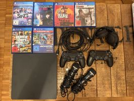 PlayStation 4 Slim 1 TB – Komplettset mit viel Zubehör