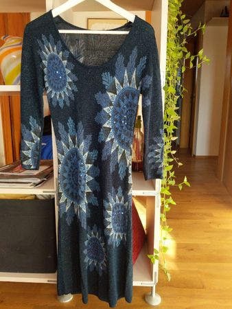 Desigual Glitzerkleid blau Pailletten Gr. S Festlich