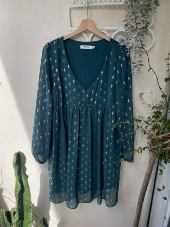 Robe Naf Naf bleue motif losanges taille 42 bon état