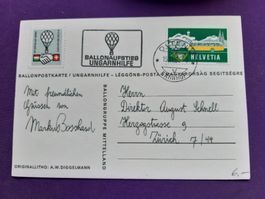 Postkarte UNGARNHILFE, Ballonaufstieg 1956