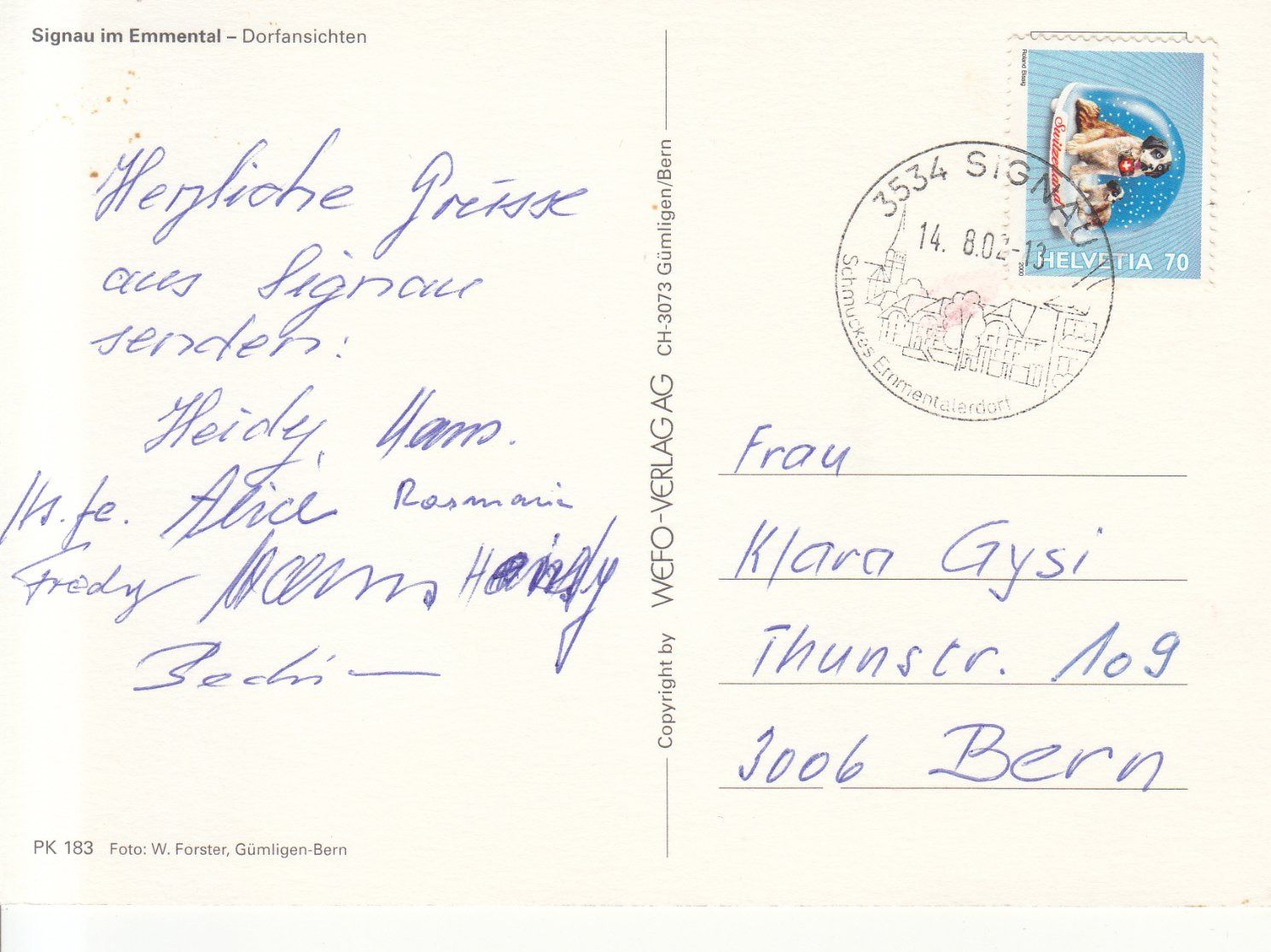 Cartoline postali: Signau 2002 – Usato da Bürglen TG venduto da StampGraf 1