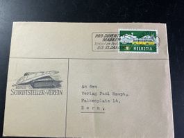 Briefmarke 1956 mit Umschlag Berner Schriftsteller 