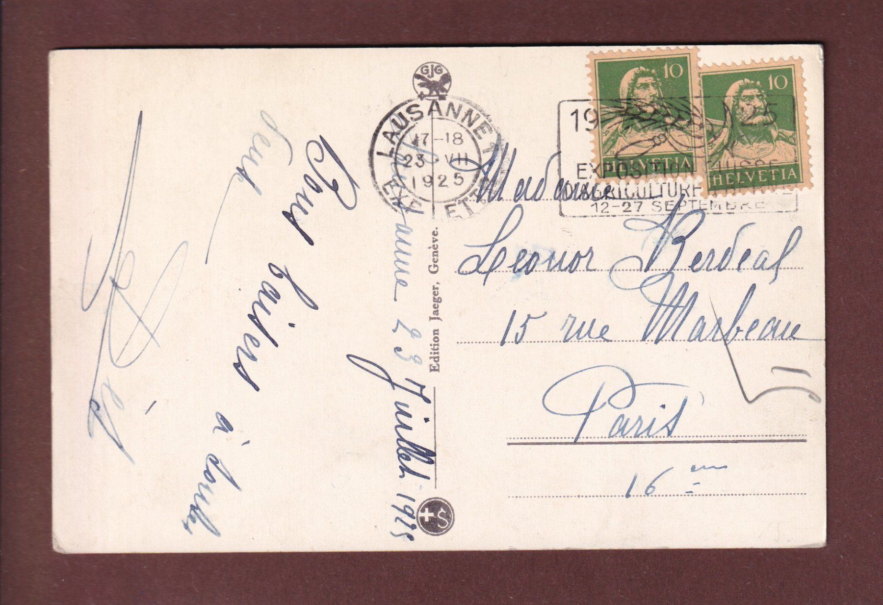 Ansichtskarten: LAUSANNE - 11 images - 1925 – Gebraucht aus Pully von nicecards 1
