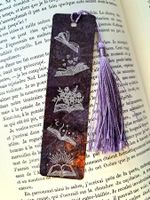 Marque-page métal "Reading emotions", fait main, violet/mauv