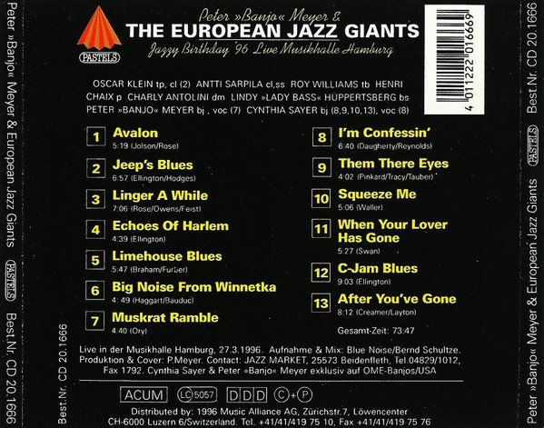 CD: Peter "Banjo" Meyer EUROPEAN JAZZ GIANTS Charly Antolini CD – Usato da Kandergrund venduto da Sososo 1
