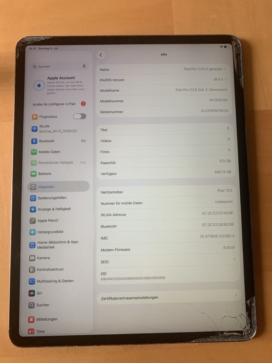 Apple Tablettes PC: iPad Pro 12.9 / 3 Generation 512 Wi-Fi + Cellular – D'occasion à Bremgarten AG par TechfiX 3