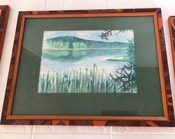 Landschaft, rund um See - Aquarell A2
