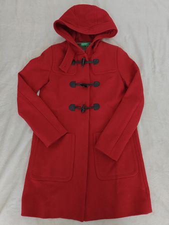 Damen Dufflecoat Benetton rot mit Kapuze
