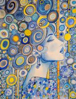die blaue Schönheit Bild naive Kunst Illustration