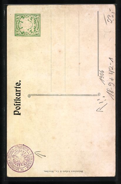 Cancelleria postale: München, Deutsches Bundesschiessen 1906 – Usato da Berlin venduto da bartko-reher 1