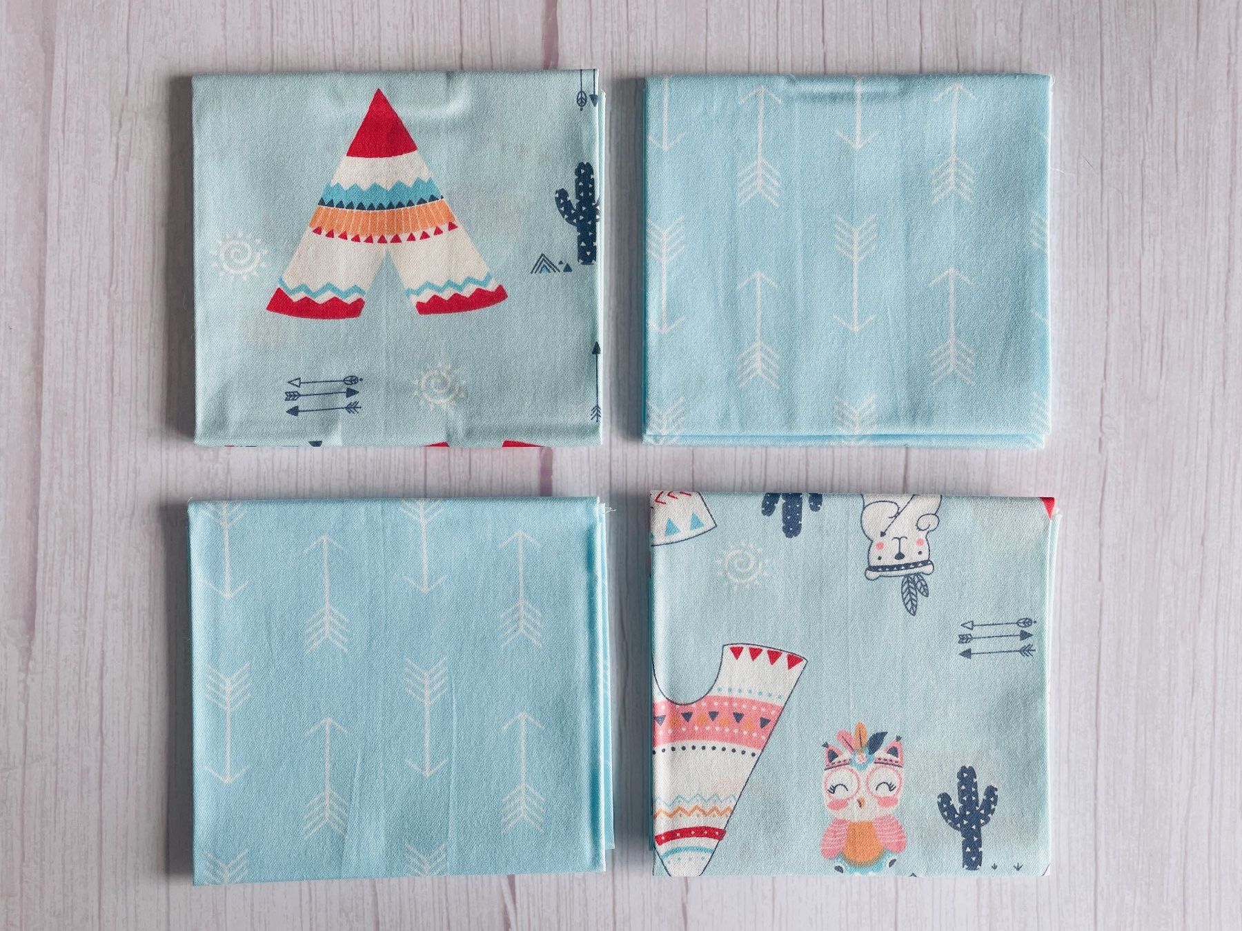 Tessuti: 4 Fat quarter/Coupons patchwork & couture - Indiens bleus – Nuovo e nell'imballaggio originale da Gland venduto da san_xz5j 1