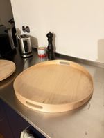 IKEA Serviertablett aus Holz – rund – mit Griffen