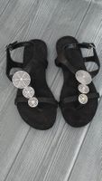 Schwarze Sandalen - 37 - mit Schmucksteinen