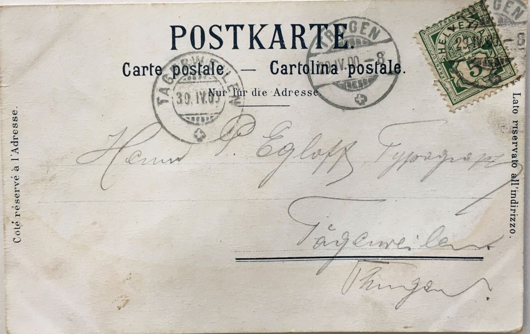 Cartoline postali: Gruss aus Trogen, Landsgemeinde, Litho, 1900 – Usato da Frauenfeld venduto da Merk52 1