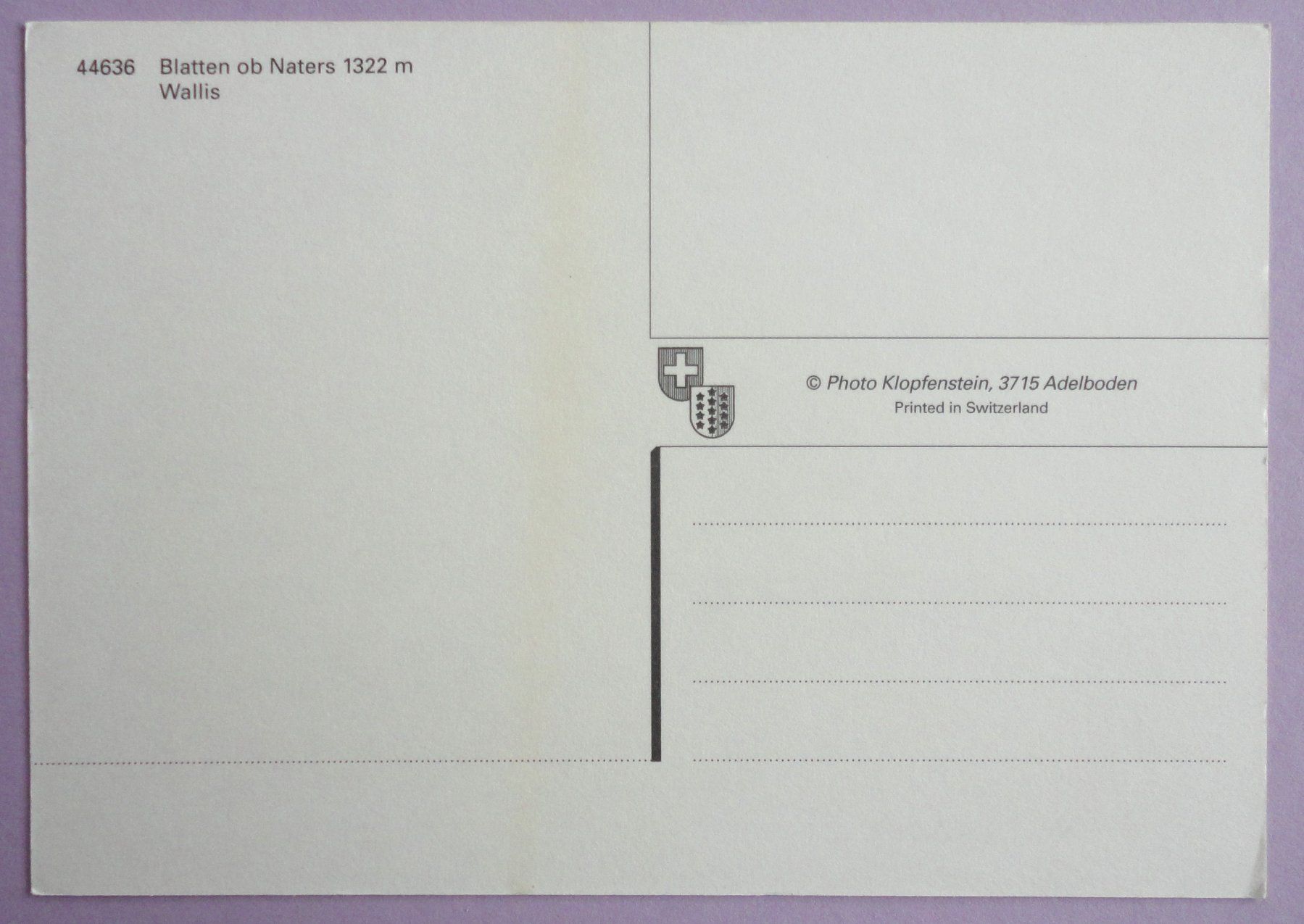 Cartoline postali: Blatten ob Naters 1322 m – Usato da Fétigny venduto da Billy2miny 1