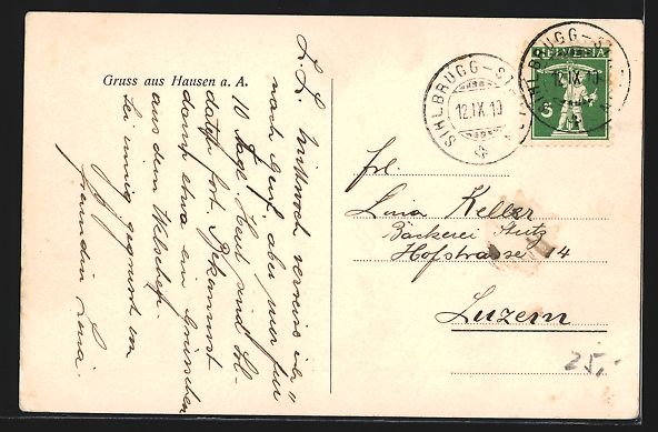 Cartoline postali: AK Hausen a. A., Teilansicht mit Bergen – Usato da Berlin venduto da bartko-reher 1