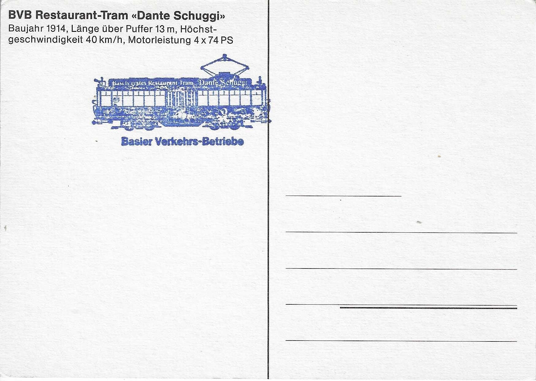 Cartoline postali: BVB Restaurant-Tram "Dante Schuggi" 1914 – Nuovo (secondo la descrizione) da Rothrist venduto da Stranglehold 1