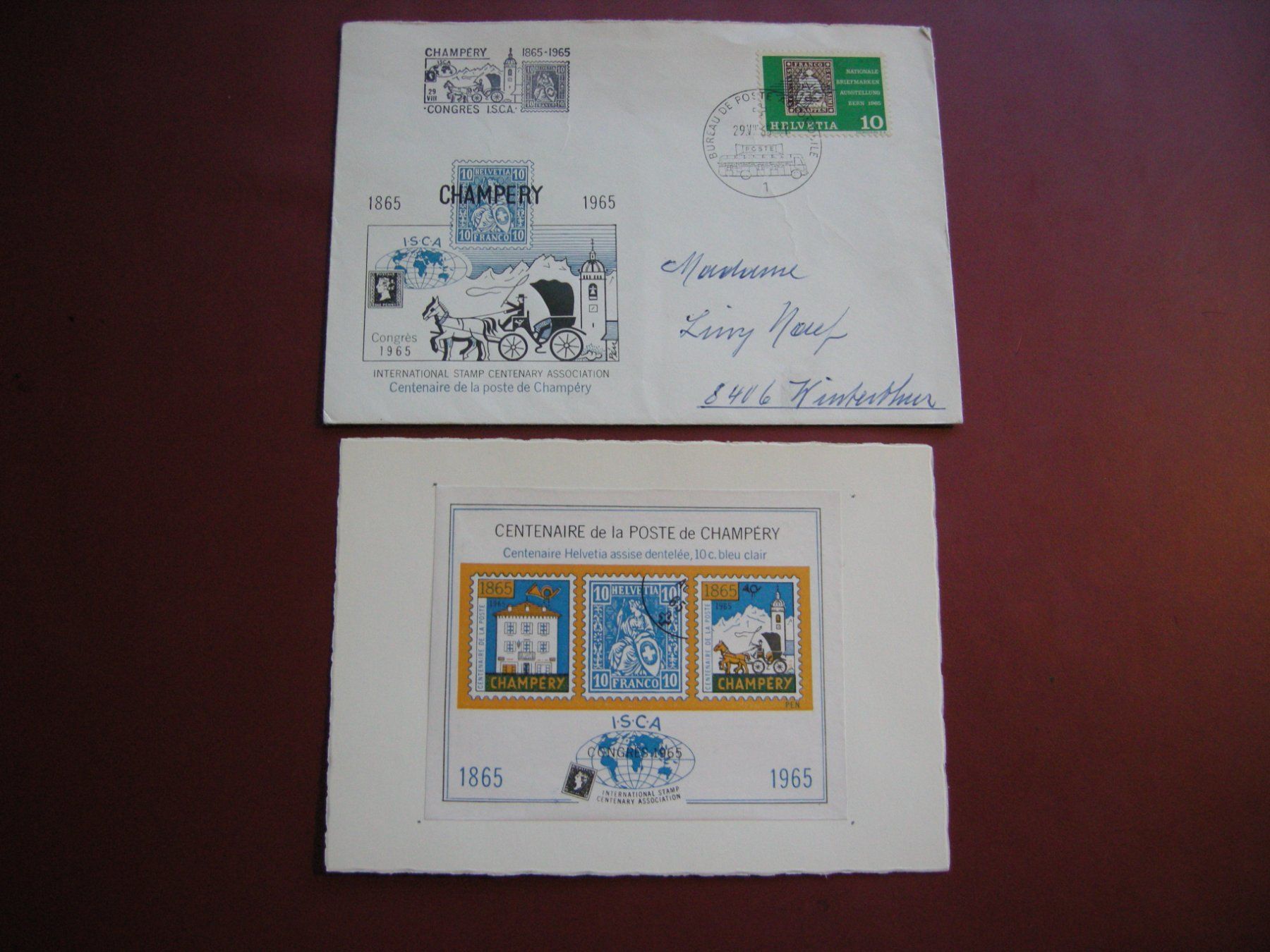 Tutti i francobolli: 29.VIII.1965 CENTENAIRE  DE LA POSTE  CHAMPERY, MIT VIGNETTE – Usato da Eschenbach SG venduto da eDaisy
